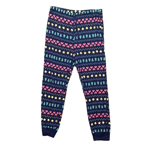 Primary Other - Primary Pajama Pants FairIsle Blue Pink Hearts Yellow Stars Organic Cotton Large